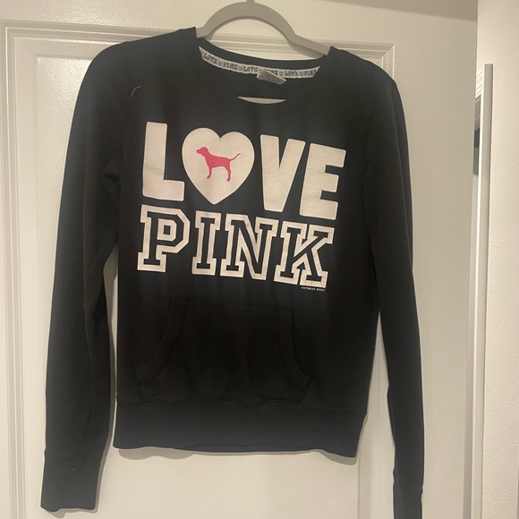 Victoria's Secret Sweaters - Victoria's Secret Black Sweatshirt with Pink Accents